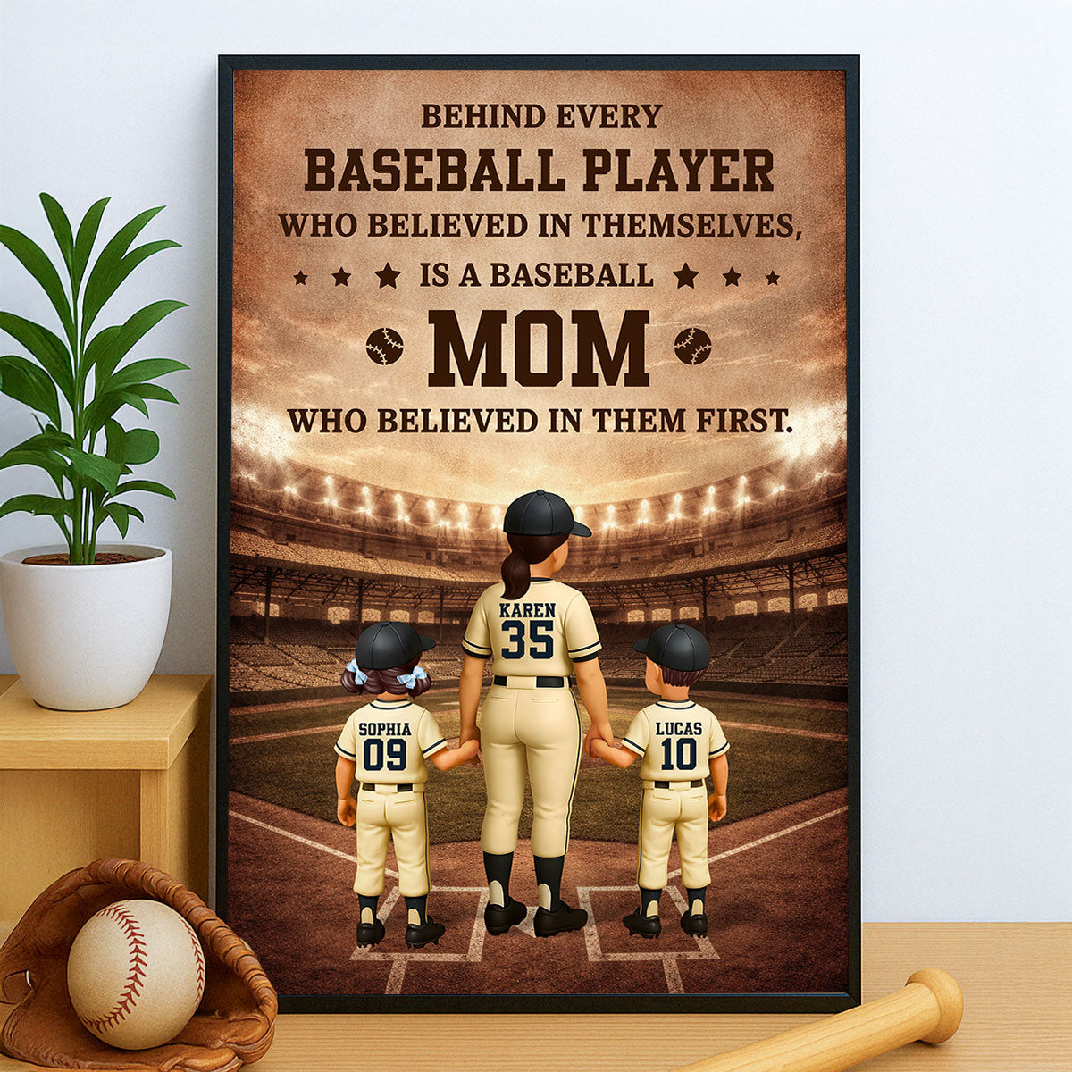 Behind Every Baseball Player is a Baseball Mom - Personalized Poster - Sentimental Mother's Day Gift for Mom, Wife
