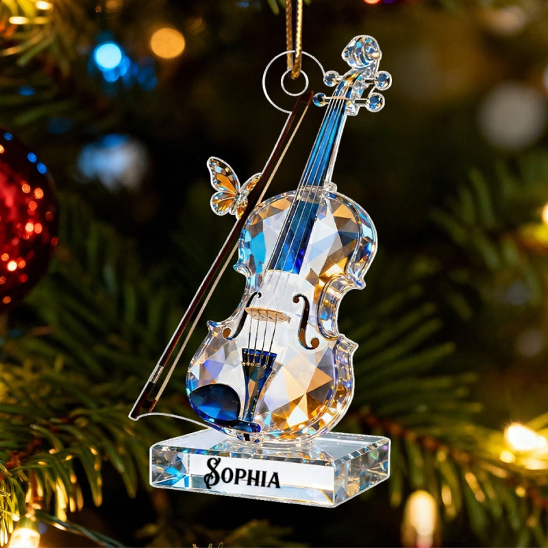 Violin Music Crystal Effect - Personalized Acrylic Ornament - Unique Christmas Gift For Violinist
