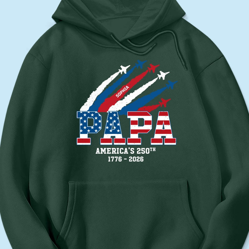 Proud Dad Grandpa Grandma Nation Flag American 250th Anniversary - Personalized Shirt - Matching Patriotic Shirt For Grandpa, Grandma, 250 Years Of Freedom Celebration