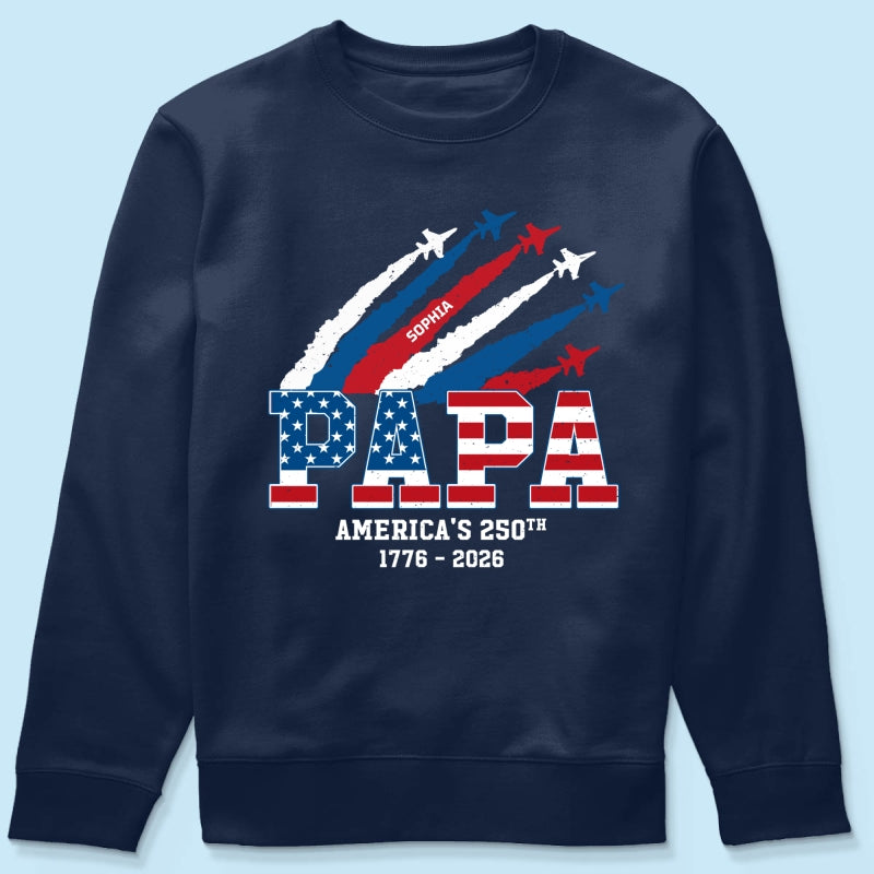 Proud Dad Grandpa Grandma Nation Flag American 250th Anniversary - Personalized Shirt - Matching Patriotic Shirt For Grandpa, Grandma, 250 Years Of Freedom Celebration