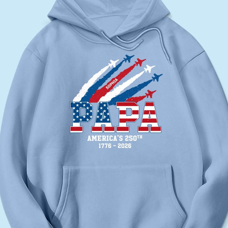 Proud Dad Grandpa Grandma Nation Flag American 250th Anniversary - Personalized Shirt - Matching Patriotic Shirt For Grandpa, Grandma, 250 Years Of Freedom Celebration