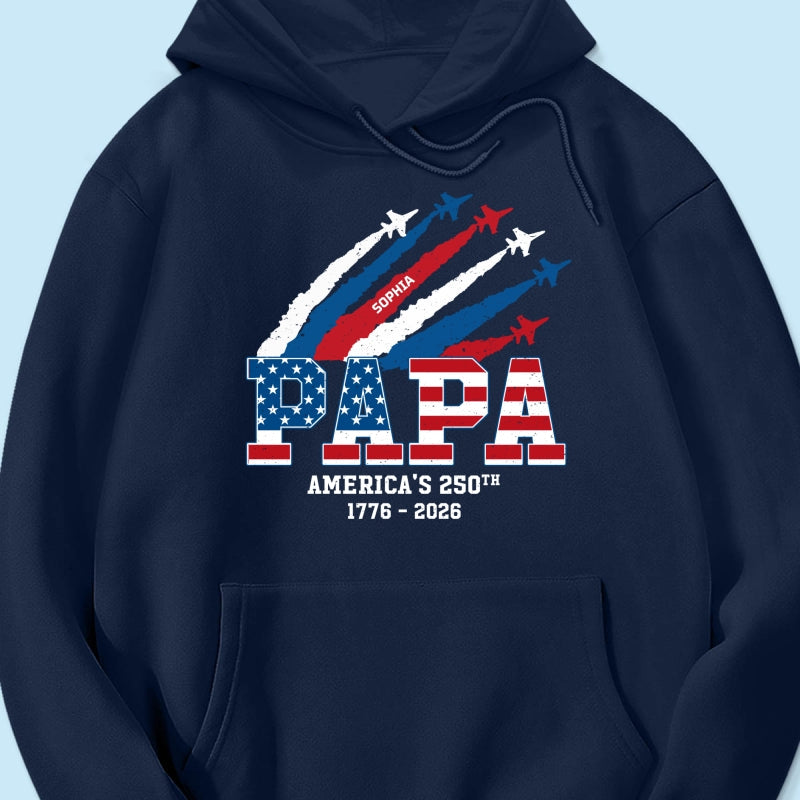 Proud Dad Grandpa Grandma Nation Flag American 250th Anniversary - Personalized Shirt - Matching Patriotic Shirt For Grandpa, Grandma, 250 Years Of Freedom Celebration