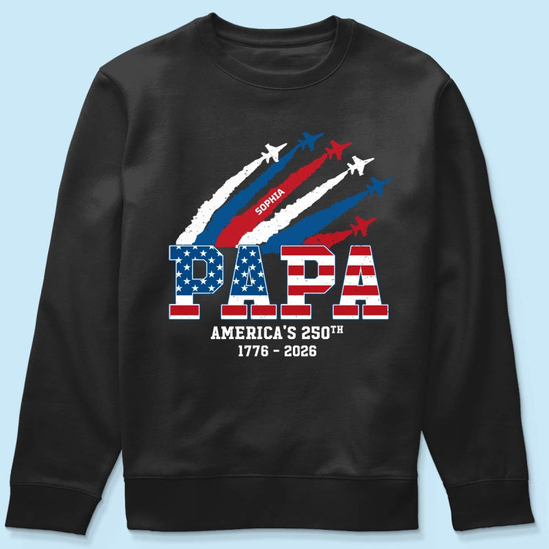 Proud Dad Grandpa Grandma Nation Flag American 250th Anniversary - Personalized Shirt - Matching Patriotic Shirt For Grandpa, Grandma, 250 Years Of Freedom Celebration