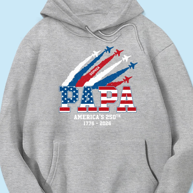 Proud Dad Grandpa Grandma Nation Flag American 250th Anniversary - Personalized Shirt - Matching Patriotic Shirt For Grandpa, Grandma, 250 Years Of Freedom Celebration