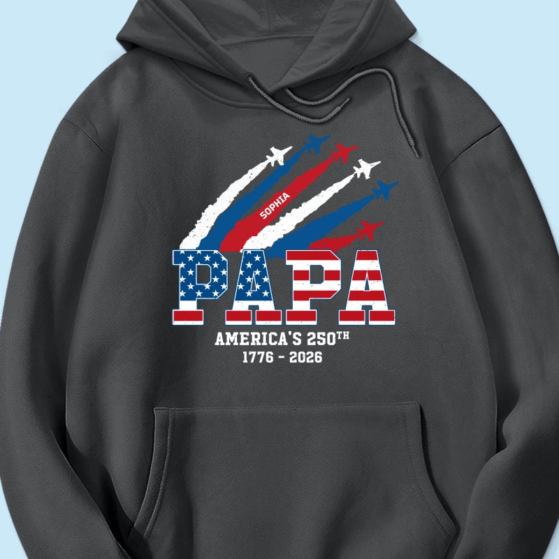 Proud Dad Grandpa Grandma Nation Flag American 250th Anniversary - Personalized Shirt - Matching Patriotic Shirt For Grandpa, Grandma, 250 Years Of Freedom Celebration