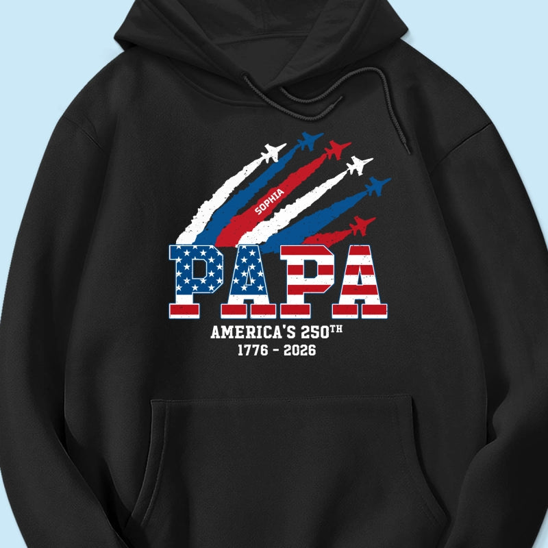 Proud Dad Grandpa Grandma Nation Flag American 250th Anniversary - Personalized Shirt - Matching Patriotic Shirt For Grandpa, Grandma, 250 Years Of Freedom Celebration