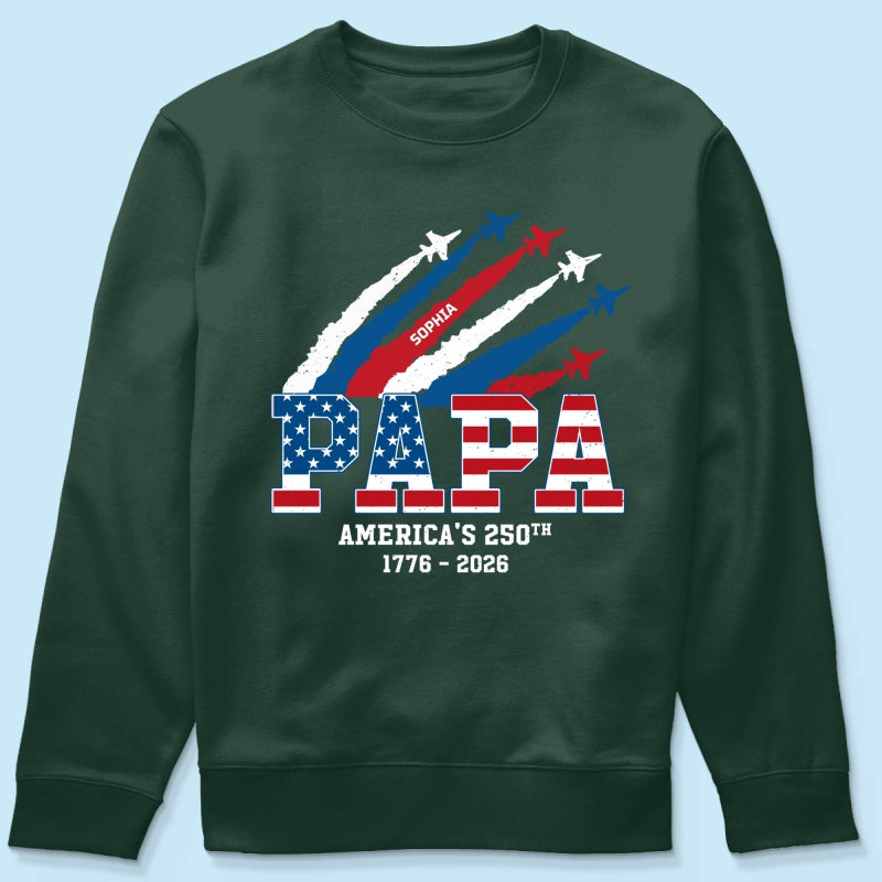 Proud Dad Grandpa Grandma Nation Flag American 250th Anniversary - Personalized Shirt - Matching Patriotic Shirt For Grandpa, Grandma, 250 Years Of Freedom Celebration