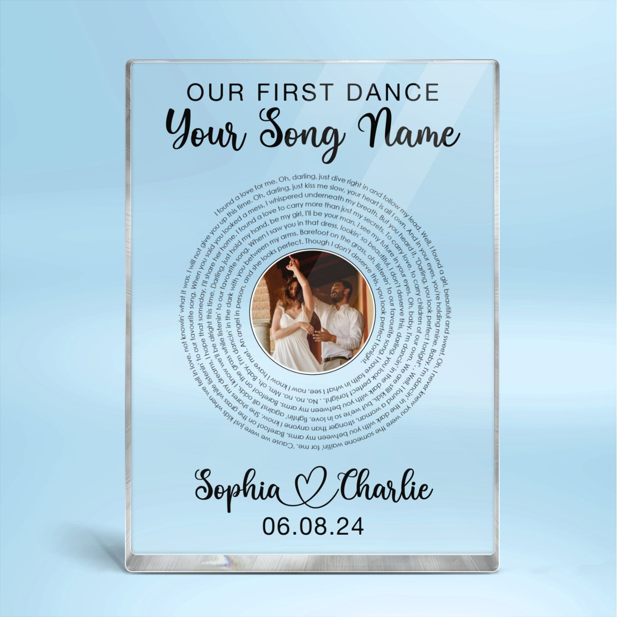 Our Favorite Song Vinyl Record Song Lyrics Art Personalized Rectangle Acrylic Plaque, Anniversary  Gift For Him, Gift For Her