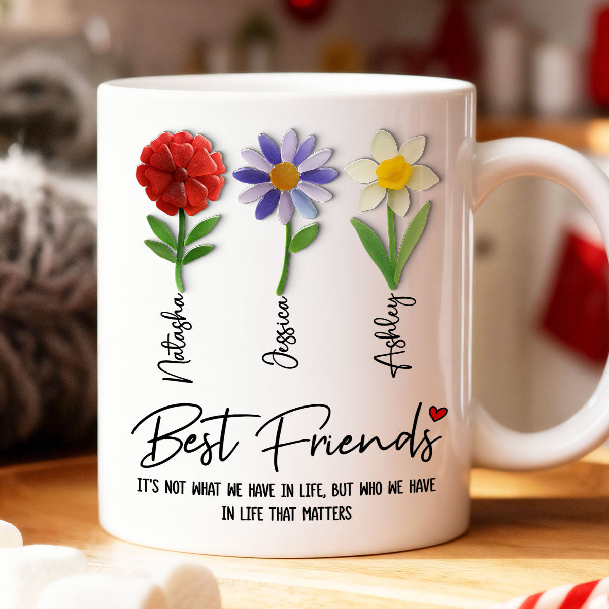 It's Who We Have in Life that Matters, Custom Birth Month Flower - Personalized Mug - Christmas Gift for Best Friends