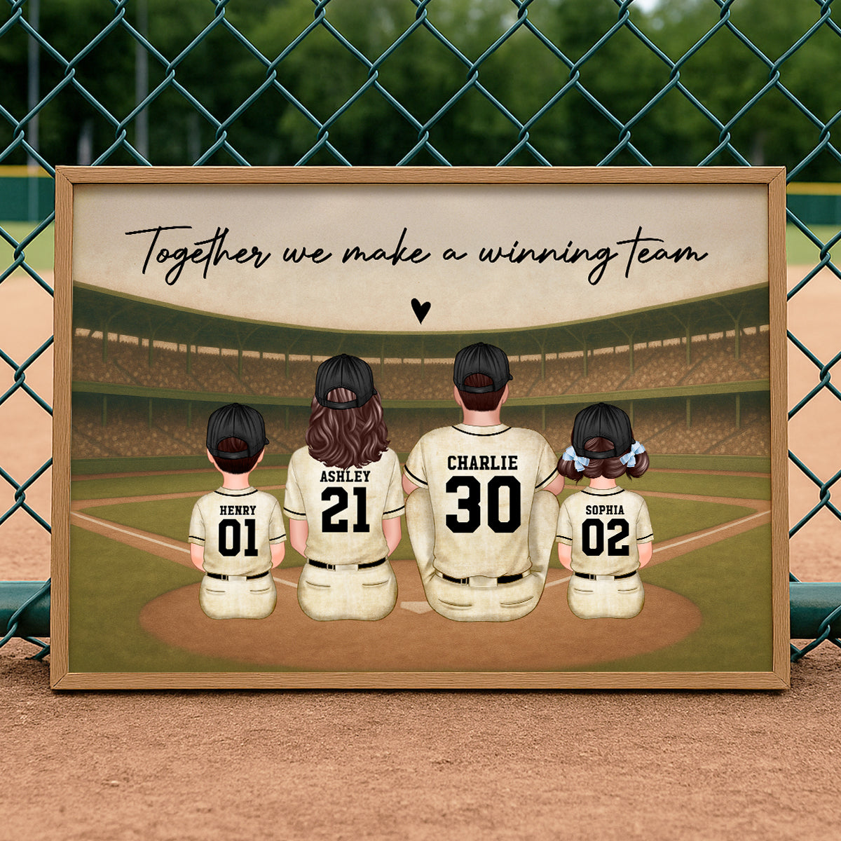 Retro Vintage Baseball Family Personalized Poster