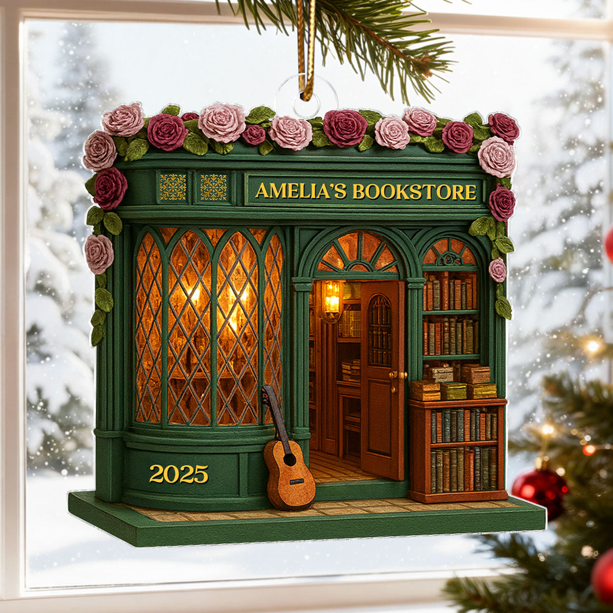 A Cozy Escape for Book Lovers – Personalized Acrylic Ornament – Heartfelt Gift for Readers