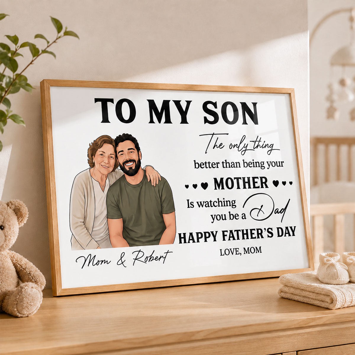 Portrait Color Drawing Style To My Son From Mom - Personalized Poster - Father's Day Gift For Son