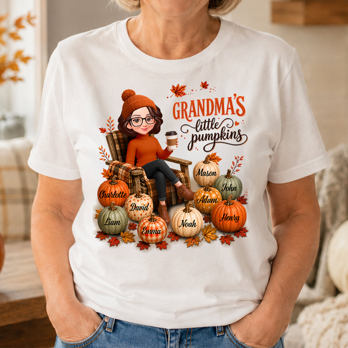 Grandma's Little Pumpkins - Personalized Shirt - Trendy Fall Tee for Grandma