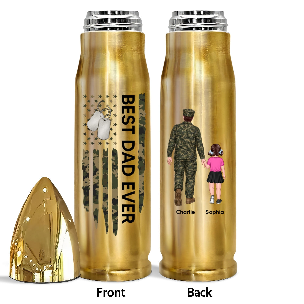 Proud American Military Dad You Are Our Hero - Personalized Bullet Tumbler - Father's Day Gift For Dad, Husband