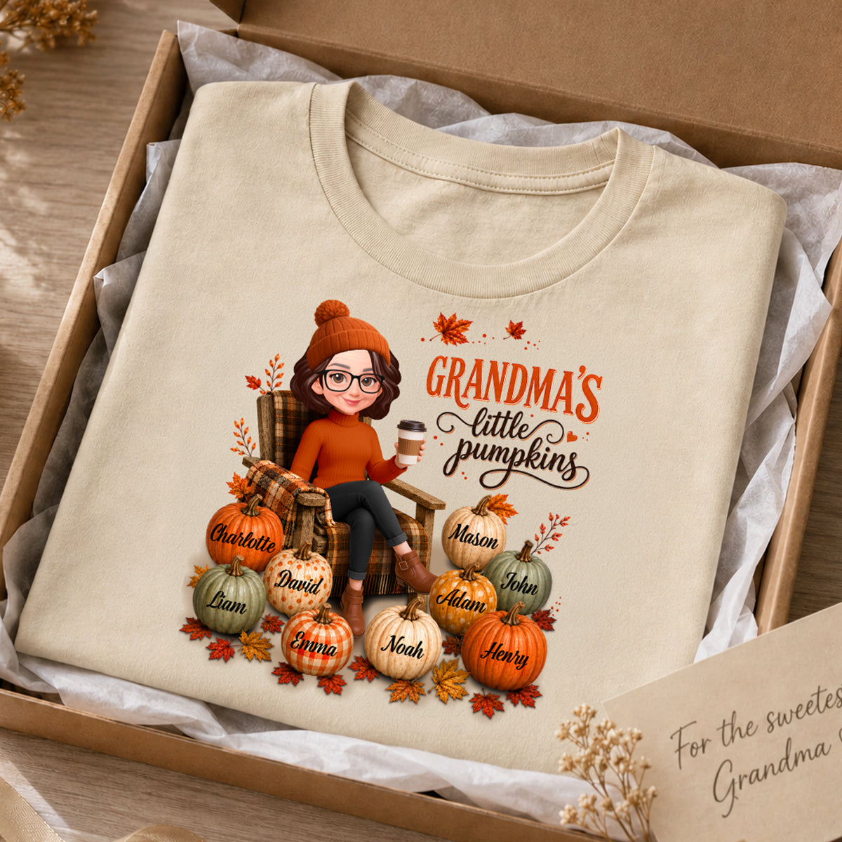 Grandma's Little Pumpkins - Personalized Shirt - Trendy Fall Tee for Grandma