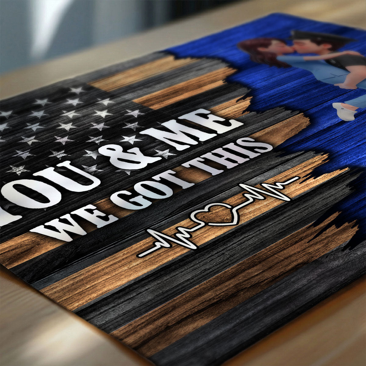Proud Hero Couple Half Nation Flag - Personalized Poster - Valentine's Day Gift For Couple, For Him, For Her, Nurse, Police, Firefighter, Army