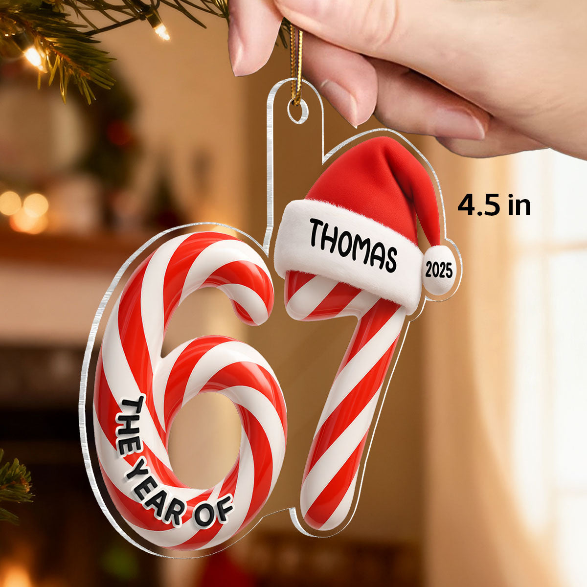 3D Effect 67 Six Seven 2025 Slang Christmas Various Designs - Personalized Acrylic Ornament - Funny Christmas Gift For Teen, Grandkid, Gen Alpha