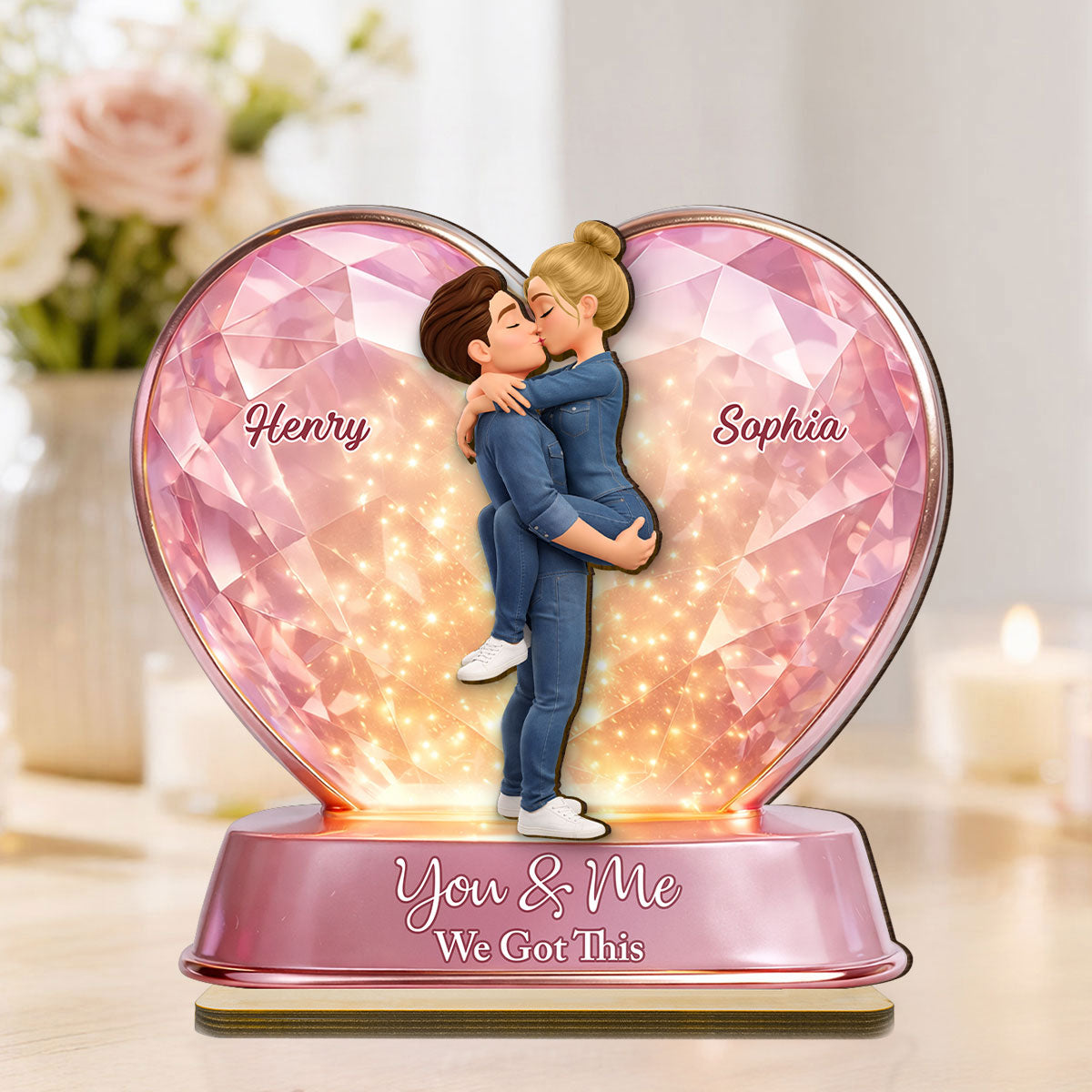 You & Me We Got This Pink Heart - Personalized 2-Layered Wooden Plaque - Anniversary, Valentine's Day Gift, Gift For Him, Gift For Her