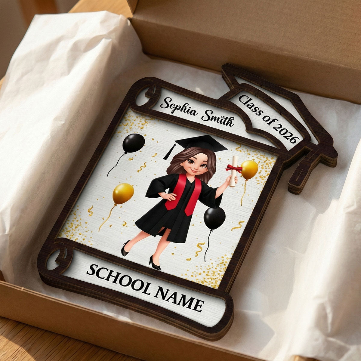 Congrats Class Of 2026 2027 Senior - Personalized 2-Layered Wooden Plaque - Graduation Gift For Graduates, Daughter, Son