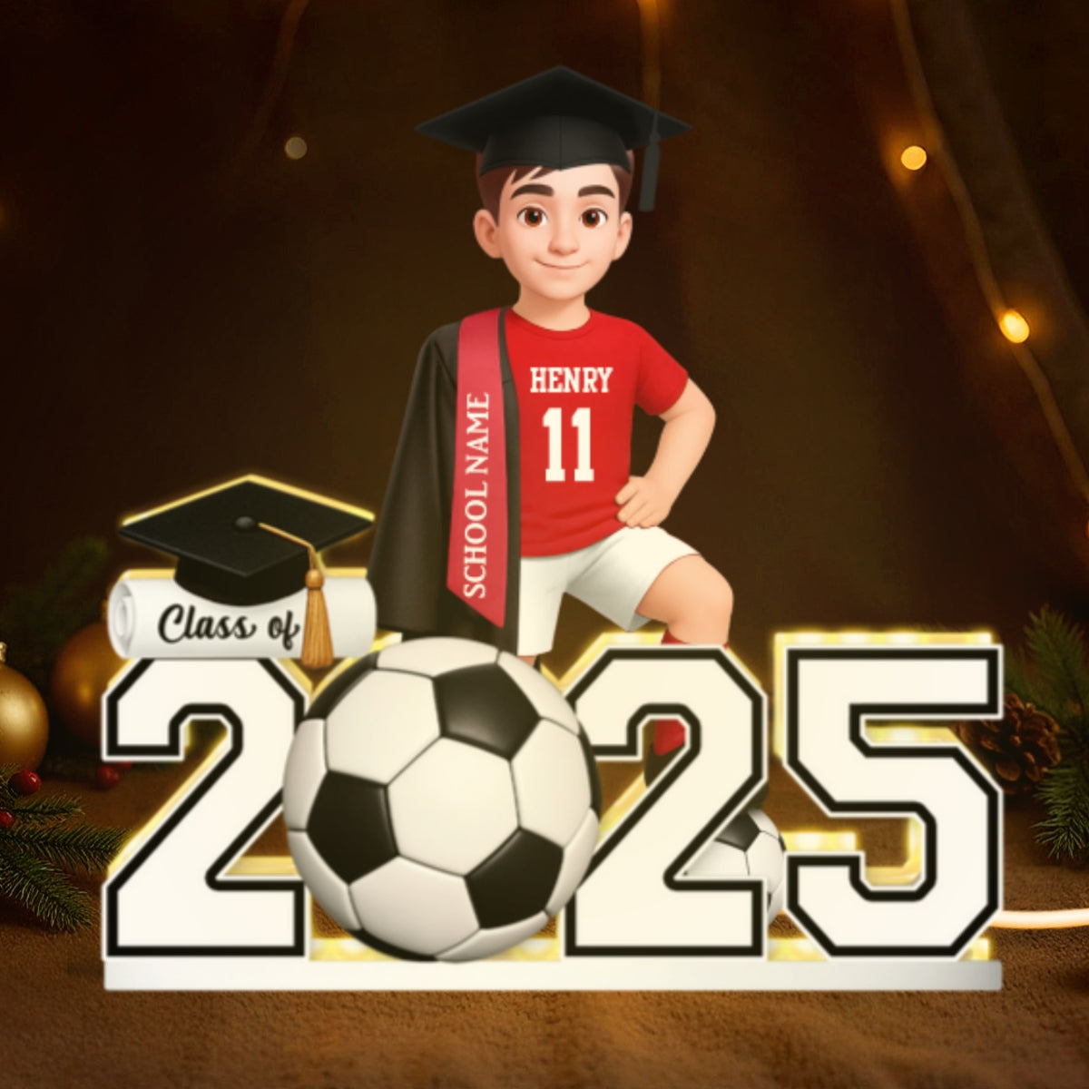 Soccer Boy Girl Senior Graduation - Personalized Light Box - Christmas Gift For Son Daughter Grandson Granddaughter