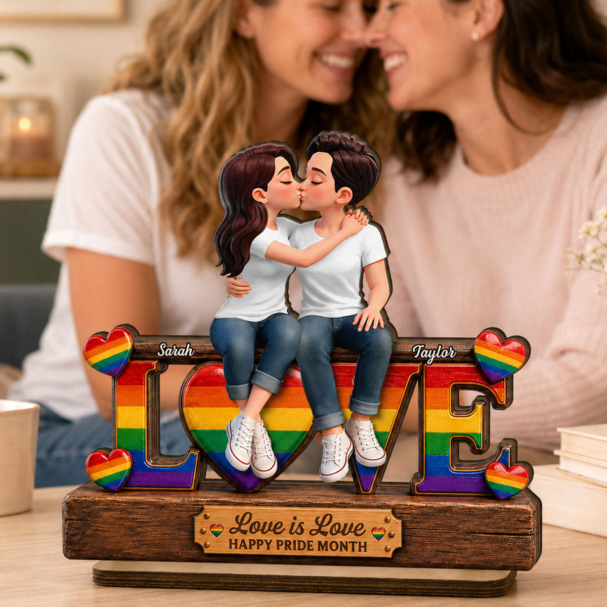 LGBT+ Couple Forever Love - Personalized 2-Layered Wooden Plaque - Gift For Couple, Happy Pride Month