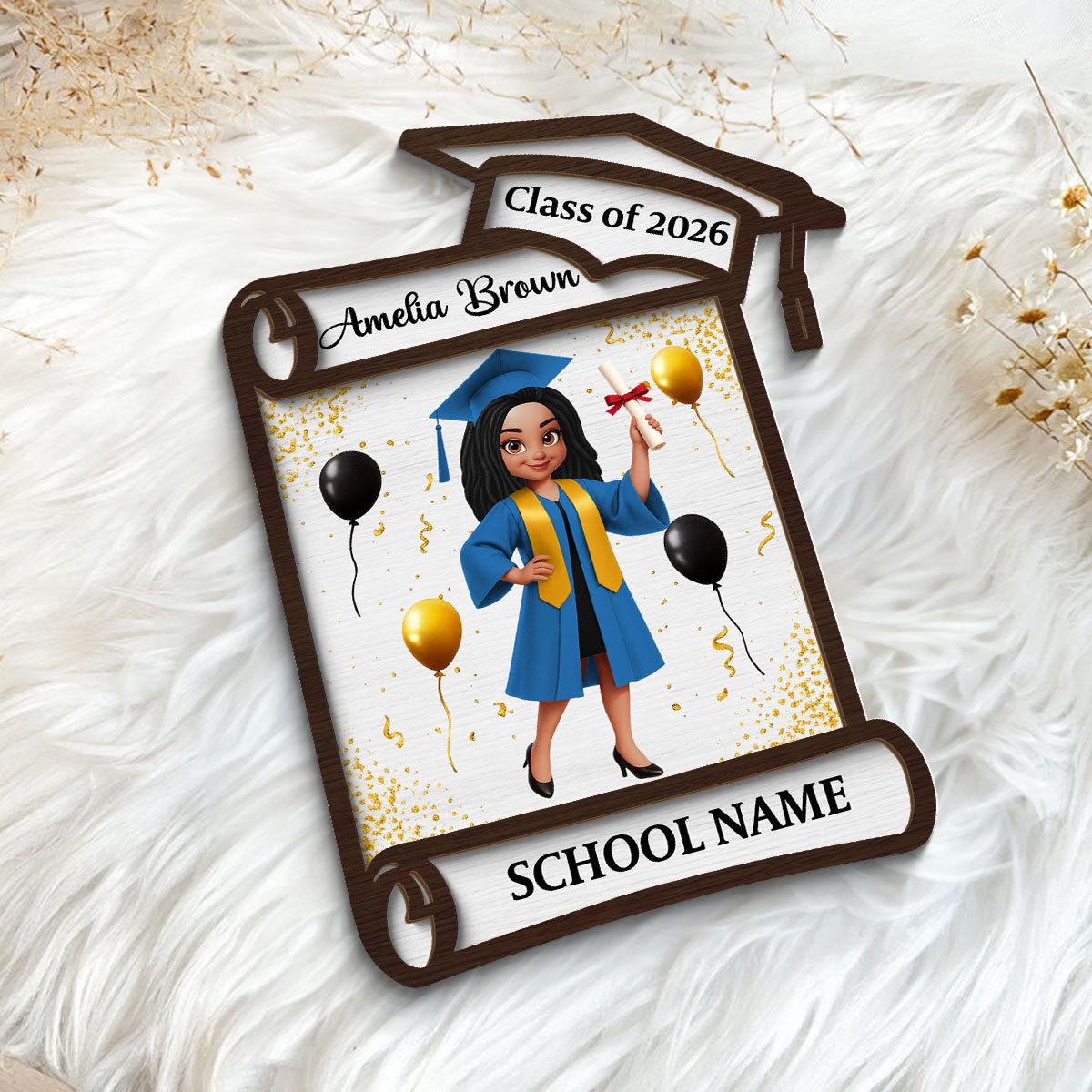 Congrats Class Of 2026 2027 Senior - Personalized 2-Layered Wooden Plaque - Graduation Gift For Graduates, Daughter, Son