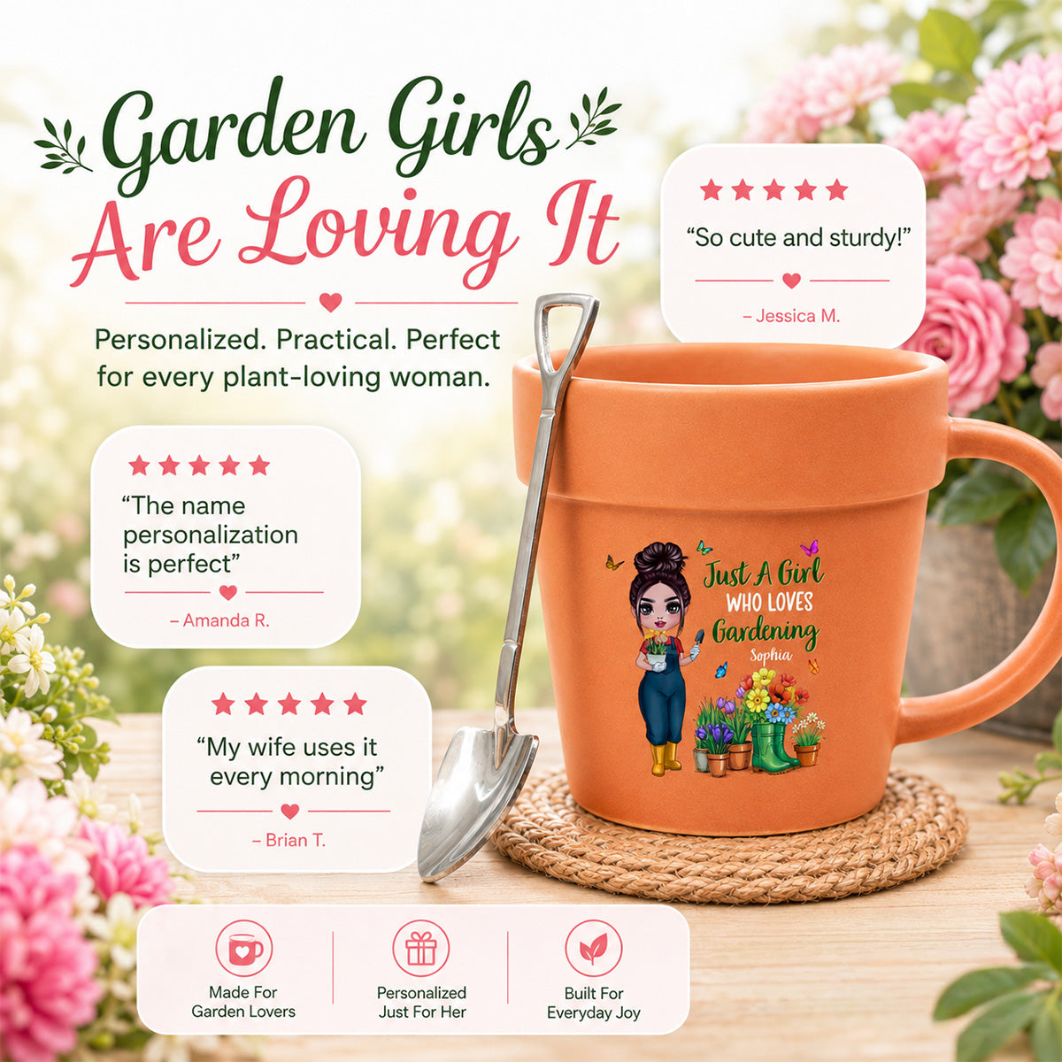 Just A Girl Who Loves Gardening - Personalized Plant Pot Ceramic Mug - Gift For Gardening Lovers