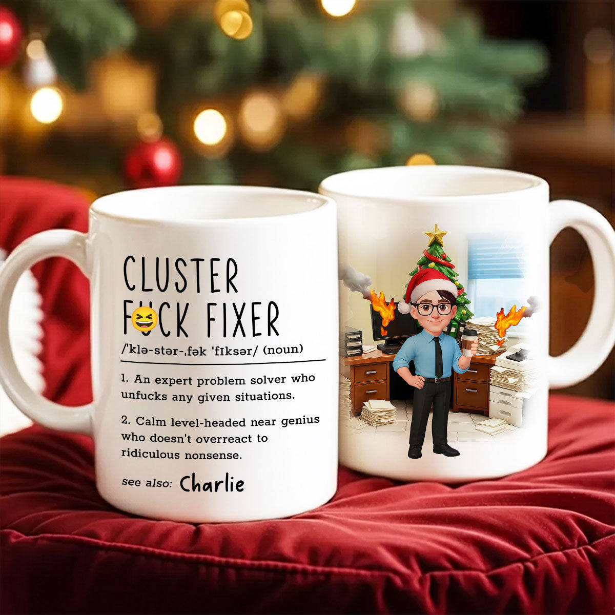 Cluster F*ck Fixer Office Humor - Personalized Mug - Christmas Gift for Coworkers, Husband, Wife, Daughter, Son, Friends