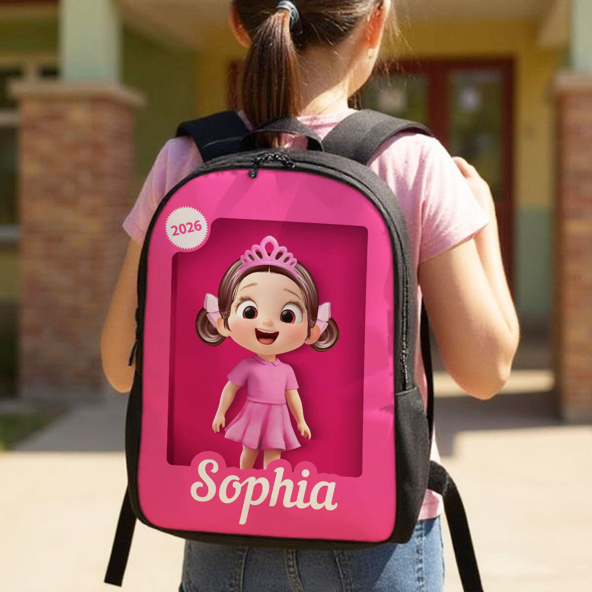Cute Pink Girl - Personalized Backpack - Back To School Gift For Kids, Daughters, Granddaughters