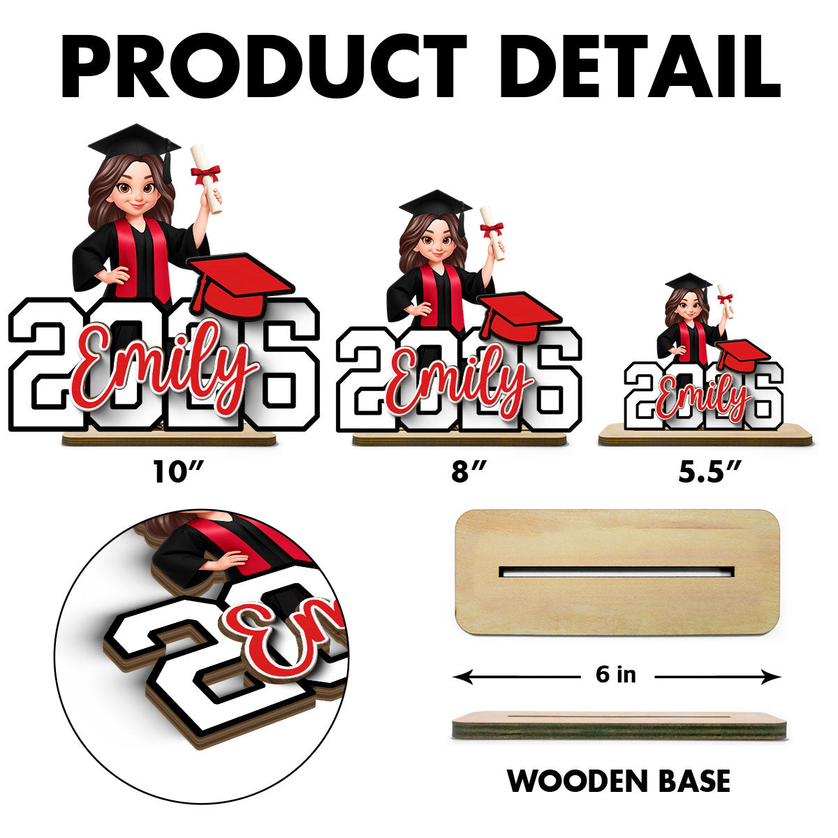 Congrats Class Of Graduation Senior - Personalized 2-Layered Wooden Plaque - Gift For Graduation Day, Graduation Gift, Keepsake