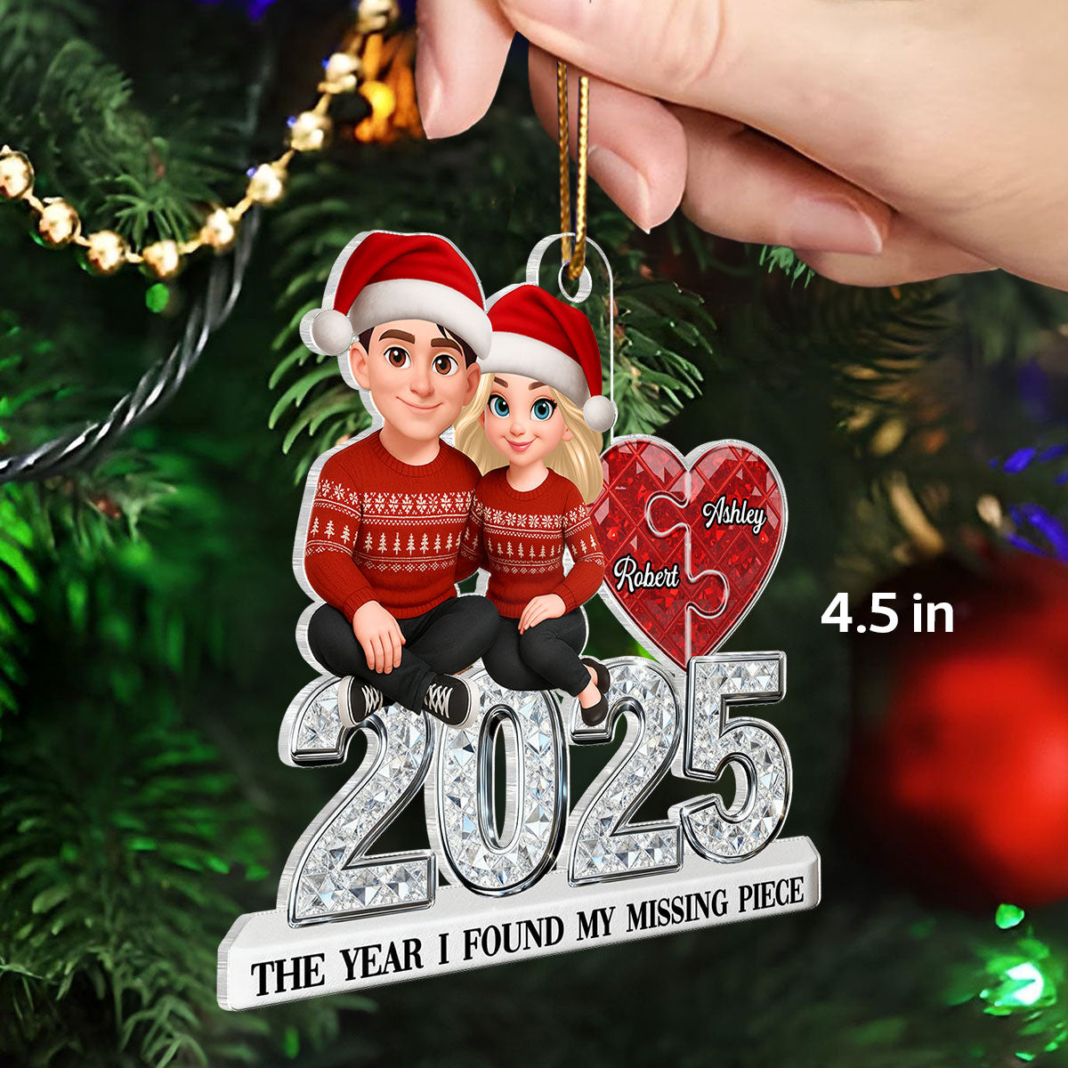 3D Effect Shining Effect Beautiful Couple The Year I Found My Missing Piece - Personalized Acrylic Ornament