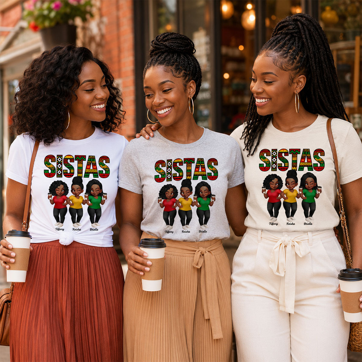 Tribal Pattern Besties Sistas Sisters - Personalized Shirt - Birthday Gift, Gift For Best Friends