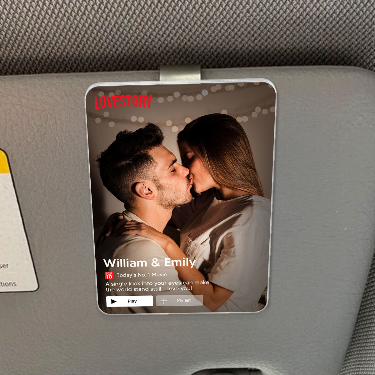 Couple Romantic Love Story - Personalized Acrylic Car Visor - Heartfelt Valentine, Anniversary Gift For Him, For Her
