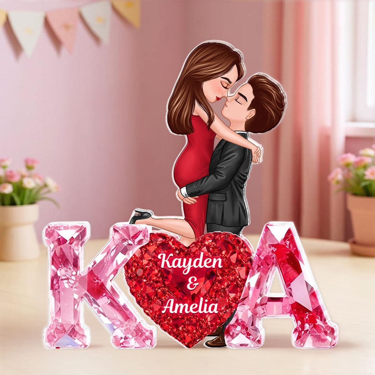 Loving Couple Initial - Personalized Acrylic Block Plaque - One of a Kind Gift for Her, Gift for Him