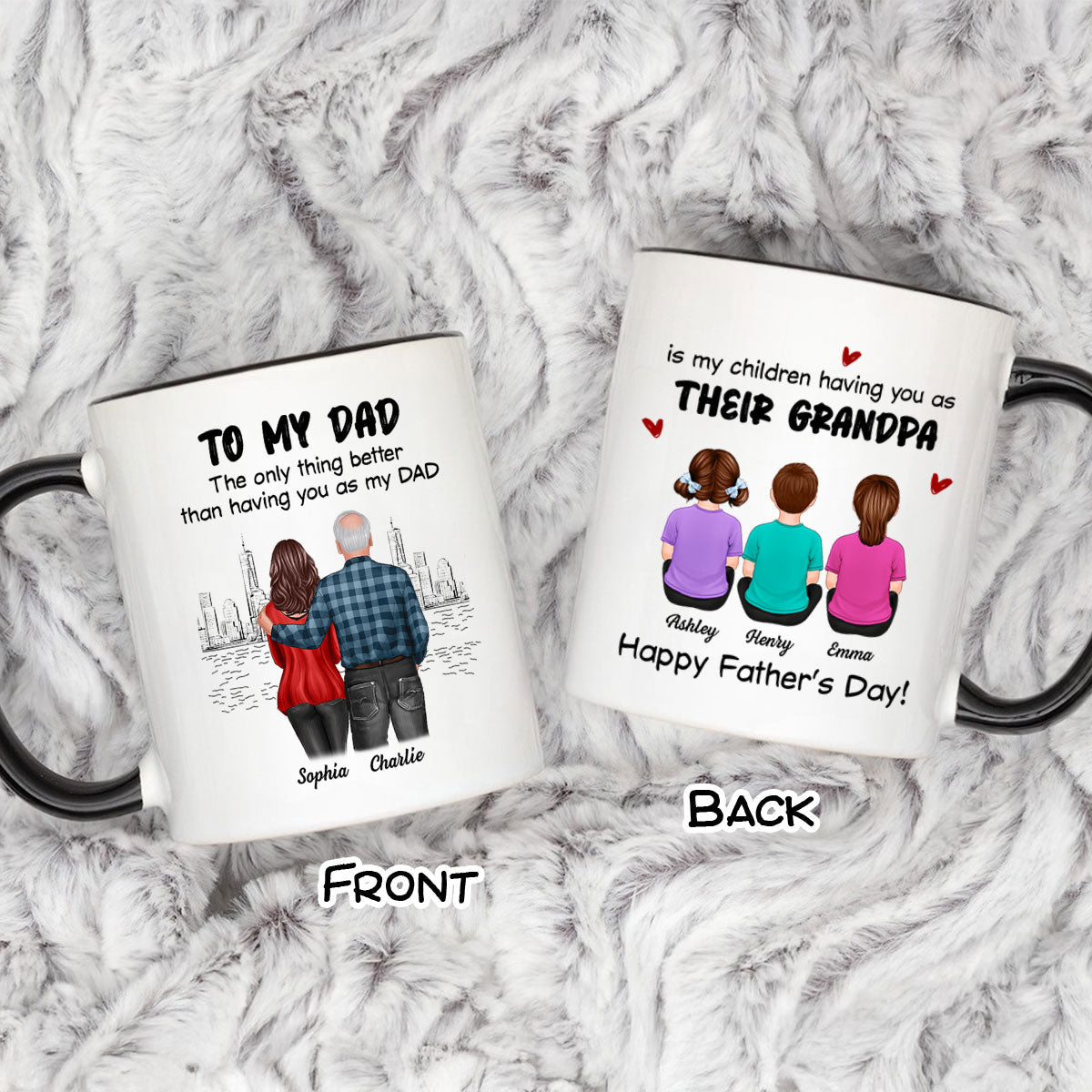 To Dad My Children Having You As Their Grandpa Back View Family Personalized Mug, Gift For Dad