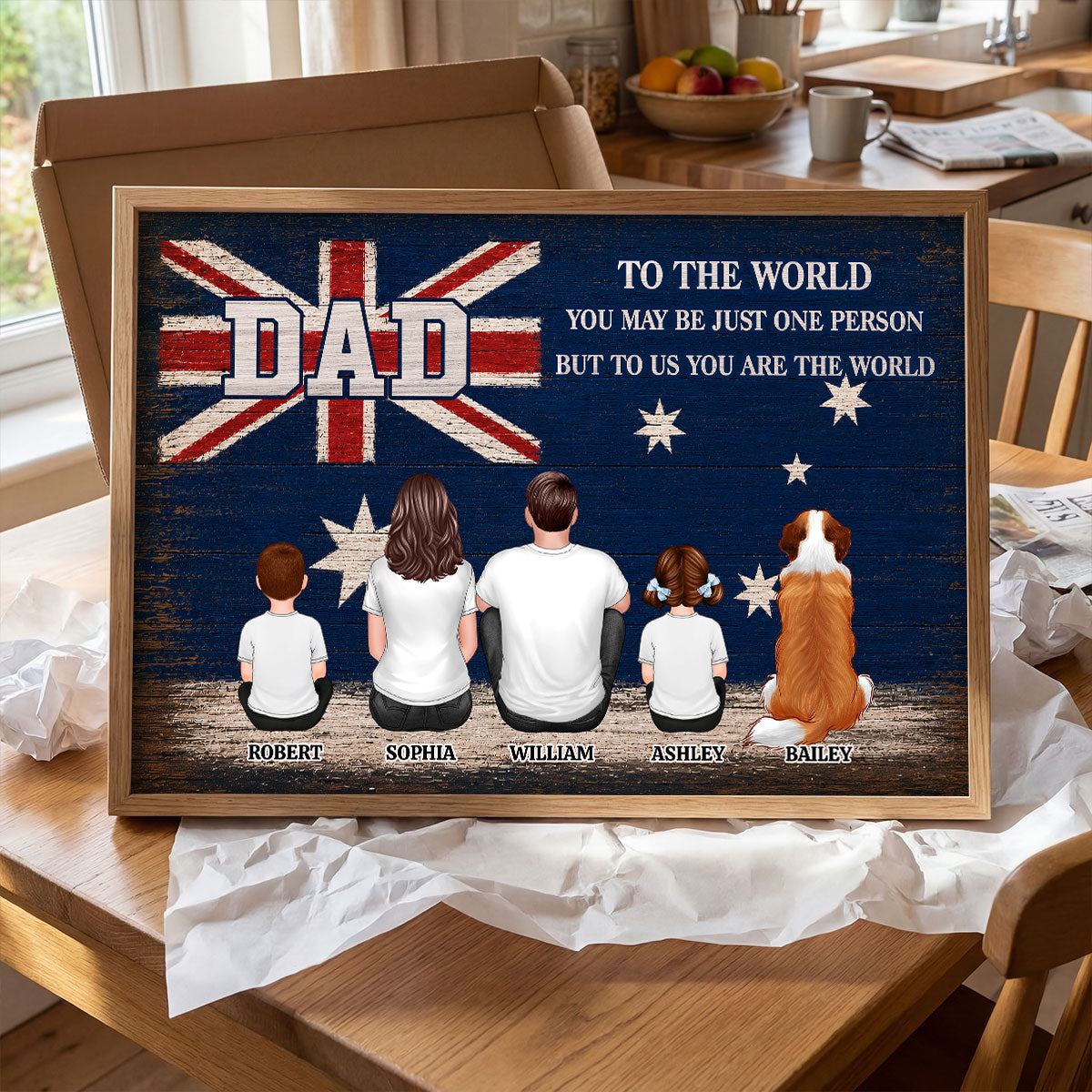 Australian National Flag DAD You Are The World - Personalised Poster - Gift For Proud Australian Dad, Grandpa