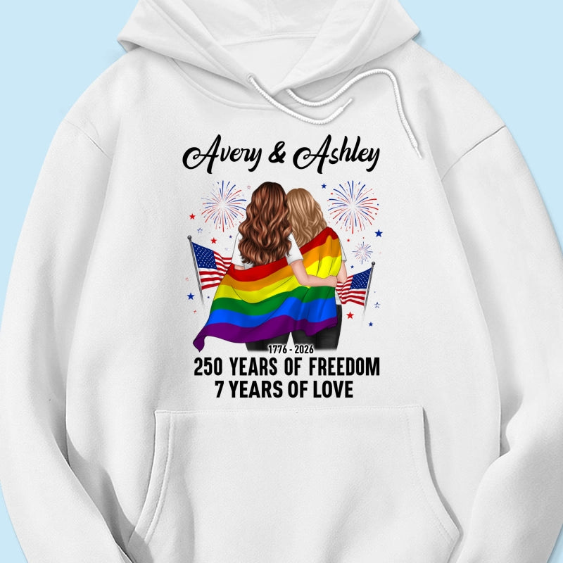 250 Years of Freedom LGBT Couple - Personalized Shirt - America 250th Anniversary