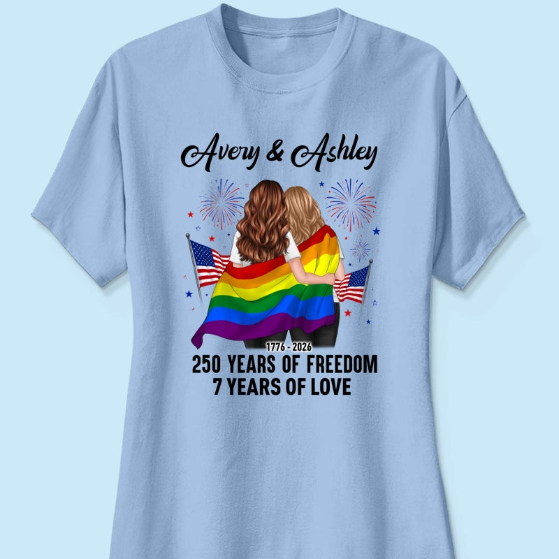 250 Years of Freedom LGBT Couple - Personalized Shirt - America 250th Anniversary