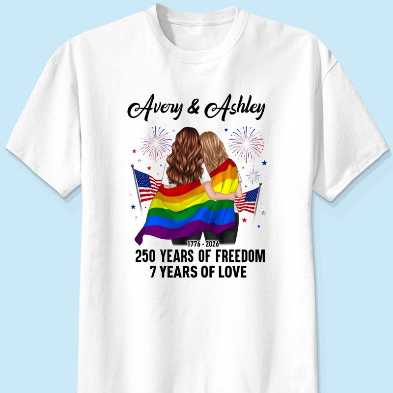 250 Years of Freedom LGBT Couple - Personalized Shirt - America 250th Anniversary