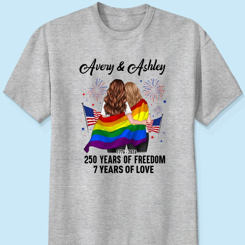 250 Years of Freedom LGBT Couple - Personalized Shirt - America 250th Anniversary