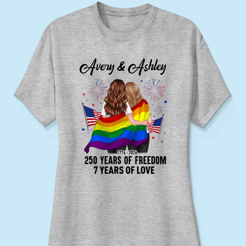 250 Years of Freedom LGBT Couple - Personalized Shirt - America 250th Anniversary