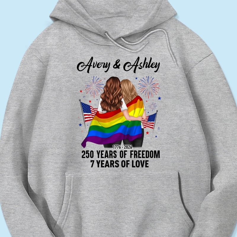 250 Years of Freedom LGBT Couple - Personalized Shirt - America 250th Anniversary