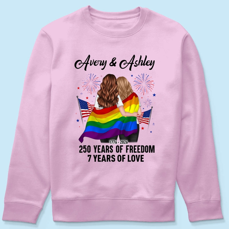 250 Years of Freedom LGBT Couple - Personalized Shirt - America 250th Anniversary
