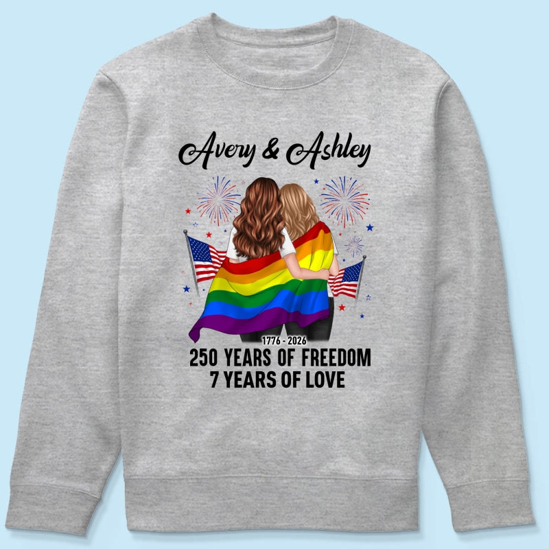 250 Years of Freedom LGBT Couple - Personalized Shirt - America 250th Anniversary