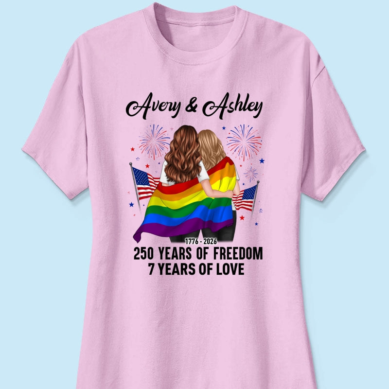 250 Years of Freedom LGBT Couple - Personalized Shirt - America 250th Anniversary