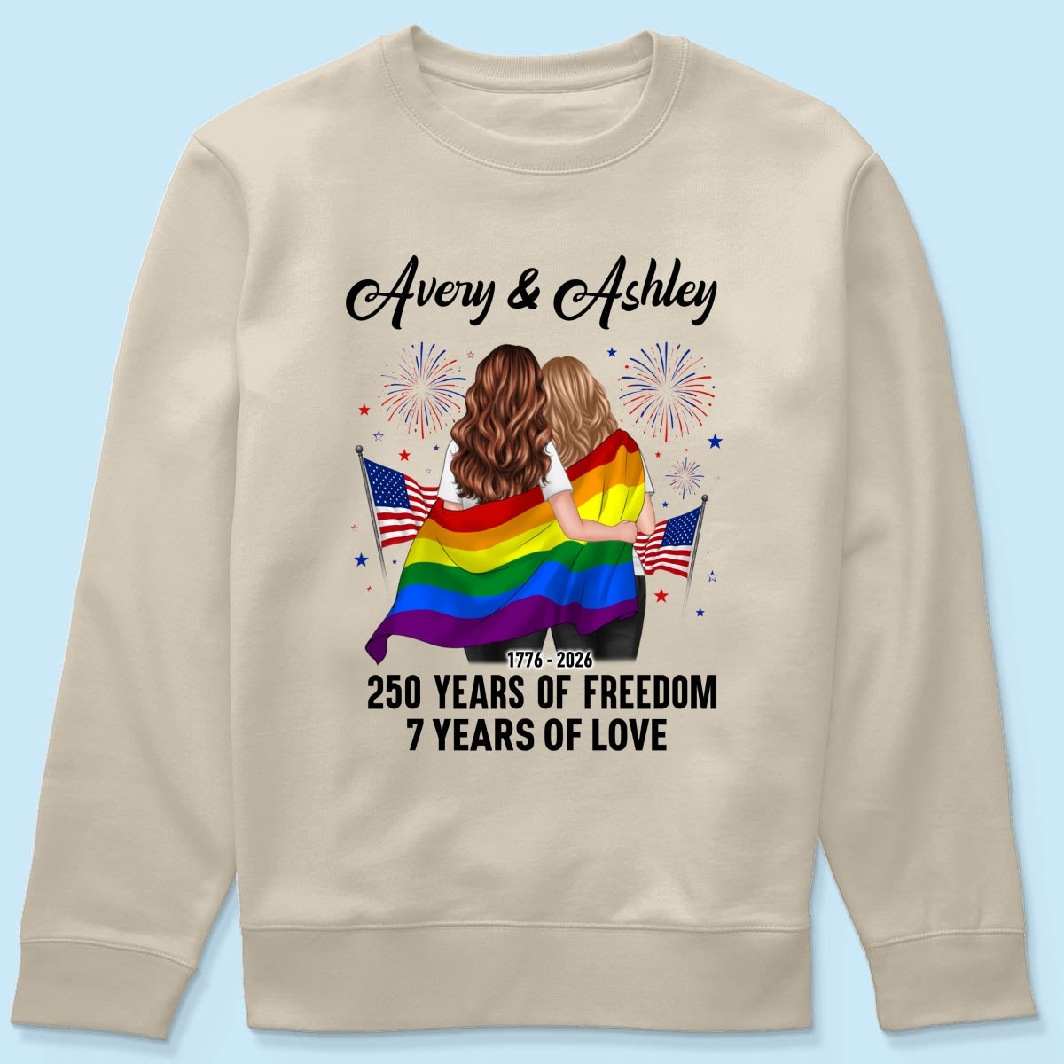 250 Years of Freedom LGBT Couple - Personalized Shirt - America 250th Anniversary