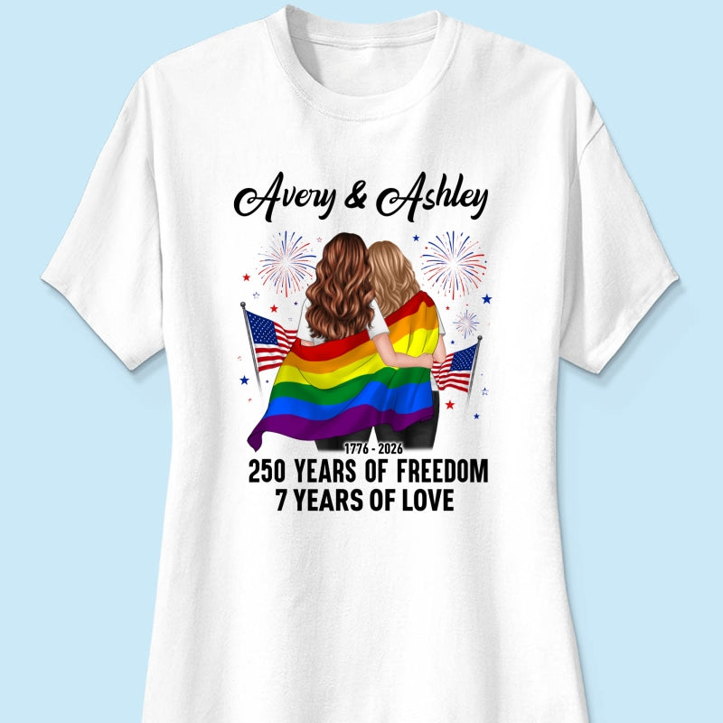 250 Years of Freedom LGBT Couple - Personalized Shirt - America 250th Anniversary