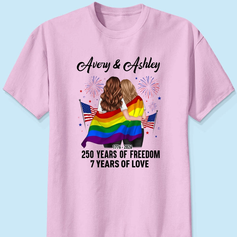 250 Years of Freedom LGBT Couple - Personalized Shirt - America 250th Anniversary