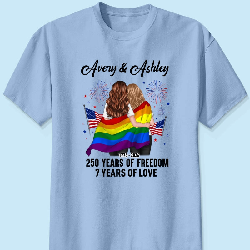 250 Years of Freedom LGBT Couple - Personalized Shirt - America 250th Anniversary