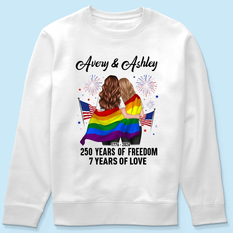 250 Years of Freedom LGBT Couple - Personalized Shirt - America 250th Anniversary
